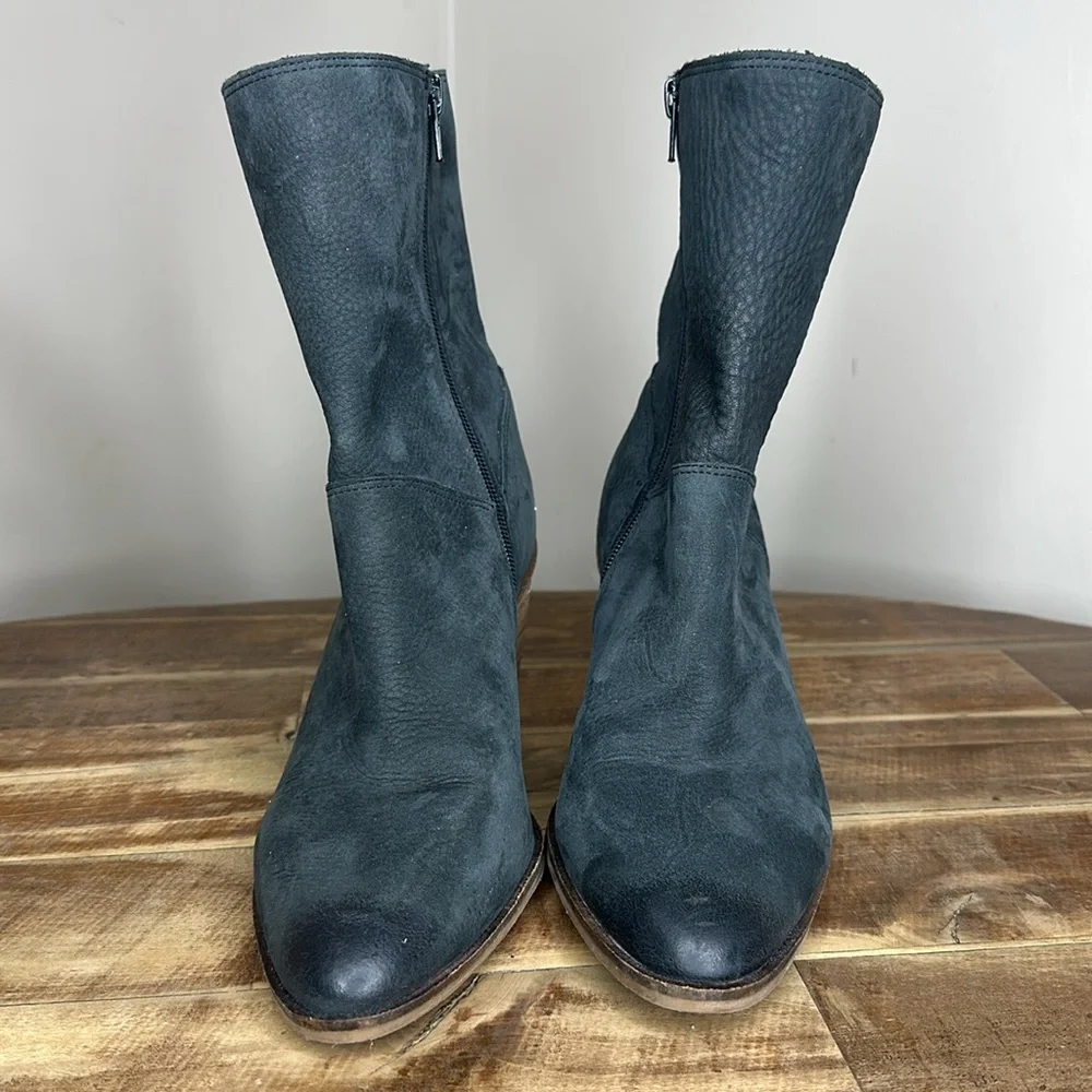 Lucky Brand Black Leather Sarey Mid-Height Bootie Womens Size 8